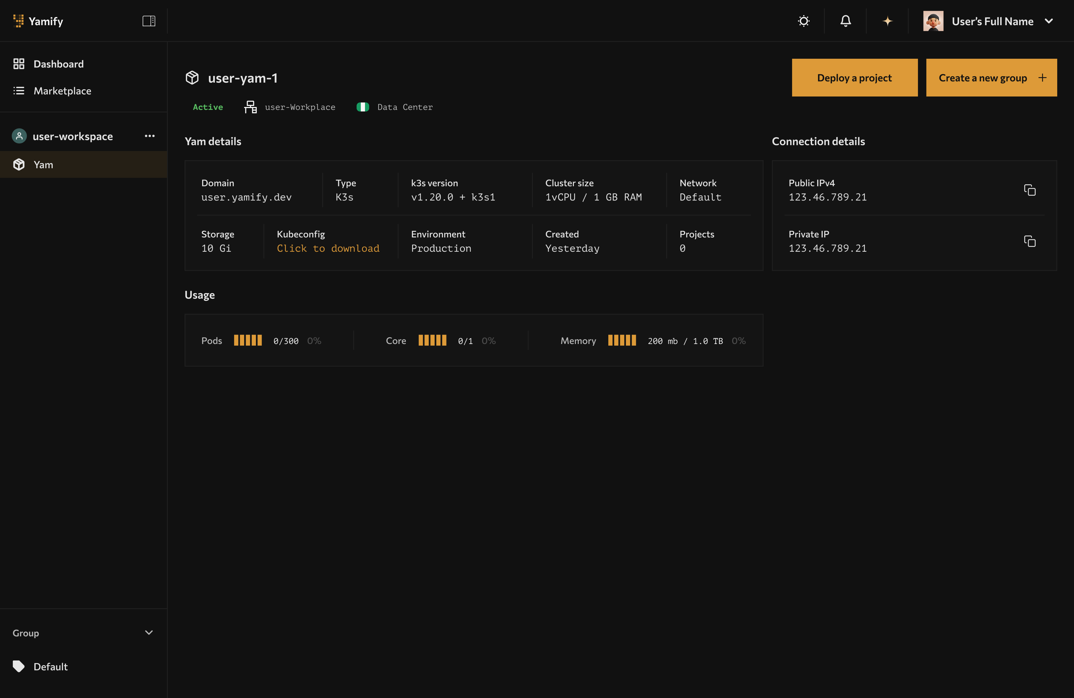Yamify dashboard screenshot